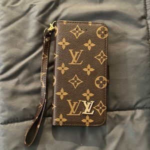 Louis Vuitton iPhone 13 Pro Max wallet folio case with removable wristband strap